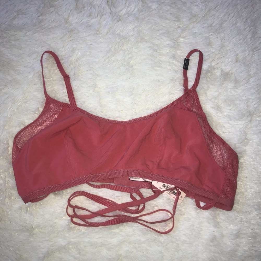 Victoria Secret pink rose bralette strings L